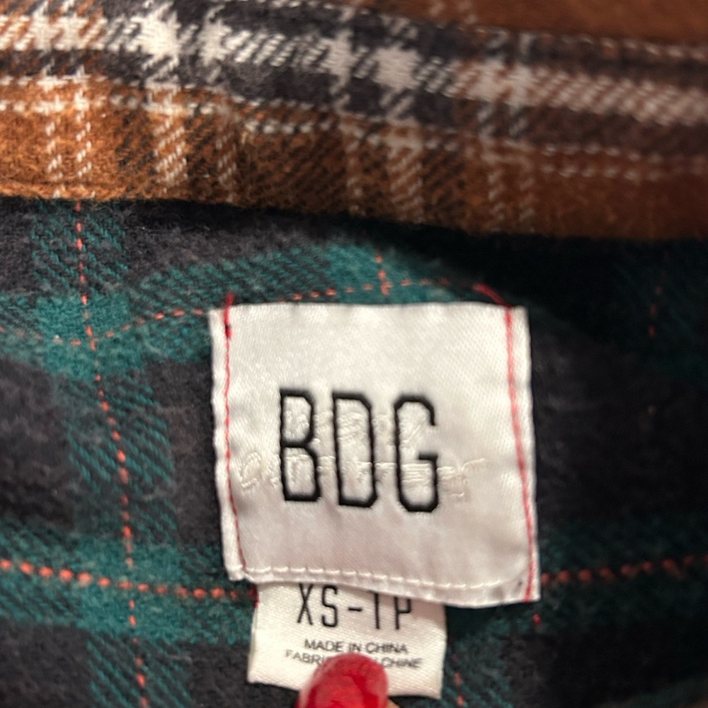 Bdg Patchwork Plaid Button Down Shirt Xs Brown Gr… - image 7